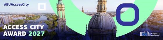  A imagem apresenta uma vista de uma cidade, com edifícios, rio e árvores. Na parte superior esquerda lê-se #EUAccessCity, em letras brancas. Na parte inferior esquerda, ‘ACCESS CITY AWARD’, em letras brancas, e ‘2027’ a verde. No canto inferior direito, está o logótipo da Comissão Europeia, com a bandeira da União Europeia e o texto ‘European Commission’ The image shows a view of a city, with buildings, river and trees. At the top left is #EUAccessCity, in white letters. At the bottom left, ‘ACCESS CITY AWARD’ in white and ‘2027’ in green. At the bottom right is the logo of the European Commission, with the flag of the European Union and the text ‘European Commission’. 
