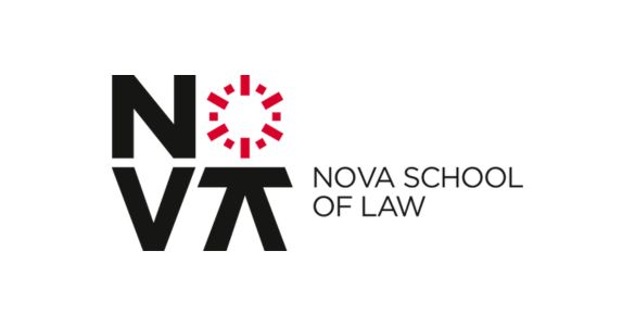  Fundo branco com o logótipo da NOVA School of Law com letras pretas estilizadas e símbolo circular vermelho. White background with the NOVA School of Law logo with stylized black letters and red circular symbol. 
