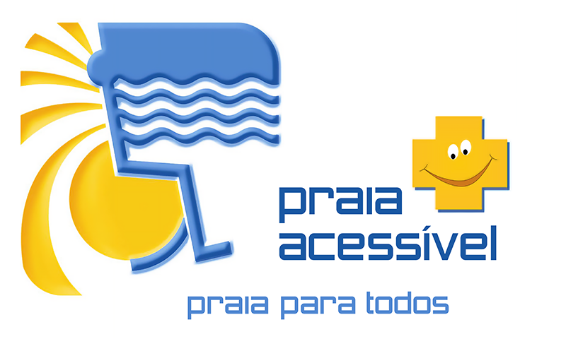  A imagem contém o logo do programa: um sol amarelo com raios à esquerda, um ícone azul que combina um símbolo de cadeira de rodas com ondas, representando água ou mar. É possível também ler o texto “praia + acessível”, com as palavras a azul e o símbolo “mais” de cor amarela, com dois olhos e um sorriso no seu interior The image contains the program logo: a yellow sun with rays on the left, a blue icon that combines a wheelchair symbol with waves, representing water or sea. You can also read the text “beach + accessible”, with the words in blue and the yellow “more” symbol, with two eyes and a smile inside. 