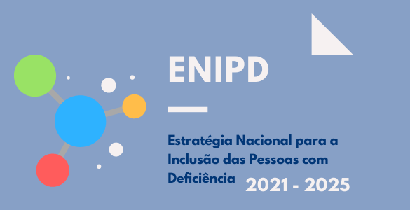 Em fundo azul uma seta aponta para o nome ENIPD. 8 bolas coloridas menores ligam-se a uma bola maior